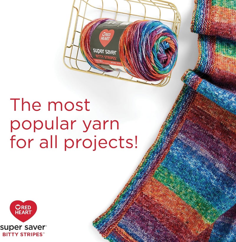 RED HEART Super Saver Bitty Stripes Galaxy Yarn - 2 Pack of 10oz/283g - 100% Acrylic - #4 Worsted (Medium) - 515 Yards - Knitting/Crochet - Image 5